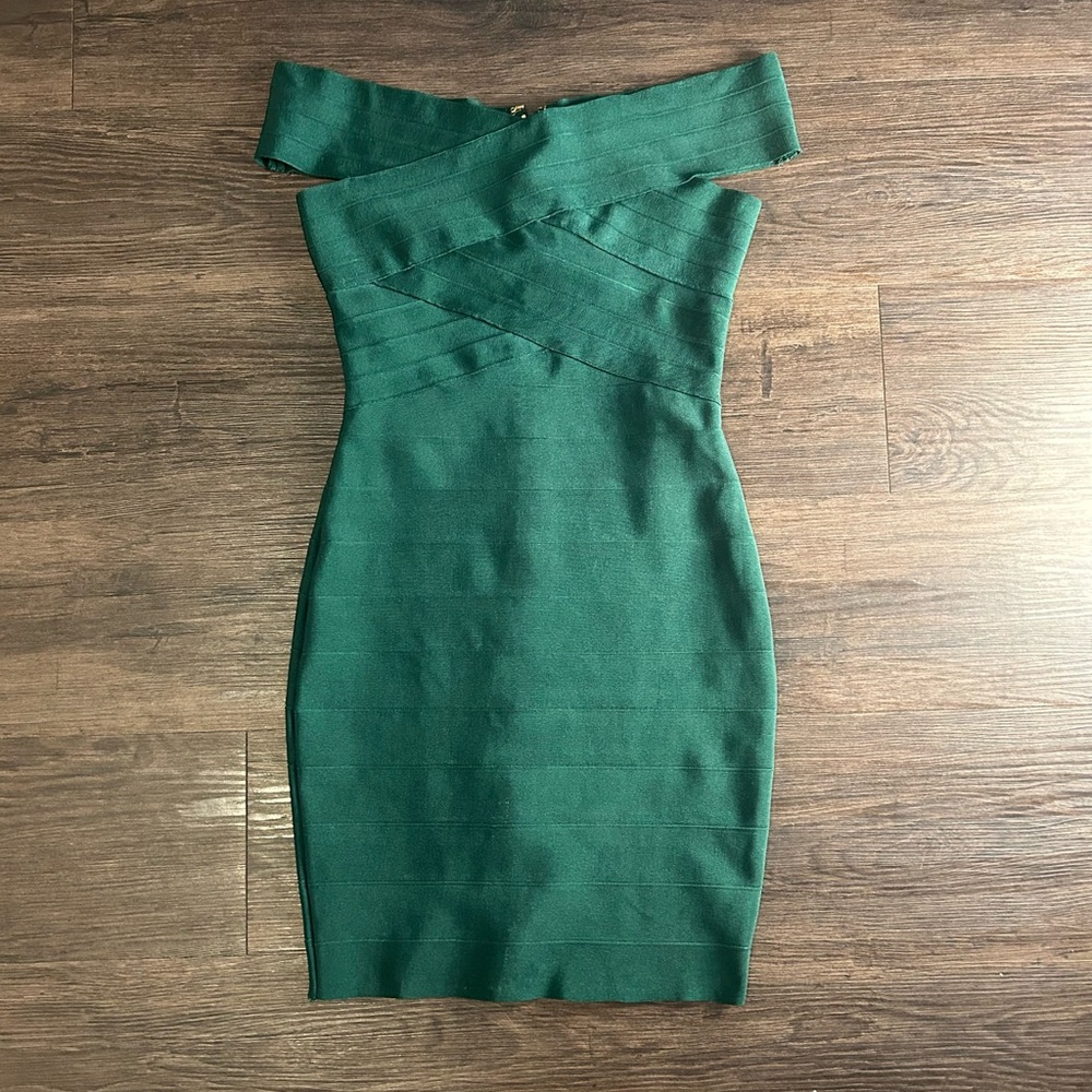 Fashion Nova Strapless Emerald Dress